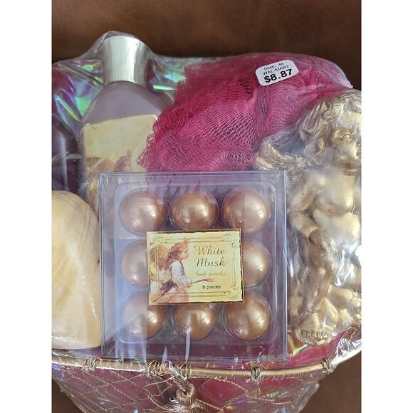NEW Vintage 90s White Musk Luxury Angel Bath Wire Basket 8 Pcs Gift Bath Set - Picture 2 of 7